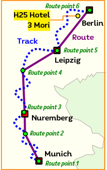 Descripción general de rutas GPS, tracks y puntos de interés POI