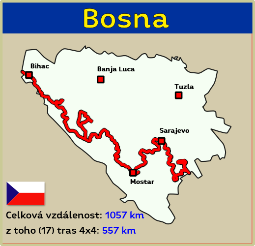 Offroad 4x4 mapa Bosny a Hercegoviny