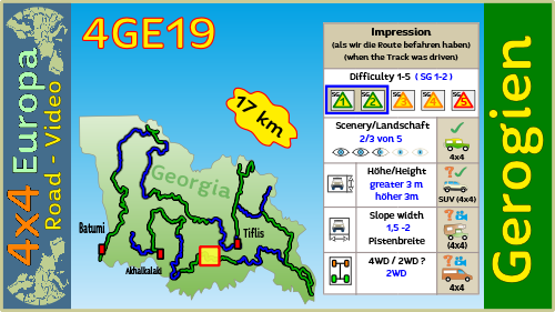 4GE19 Tourenkarte Kaukasus Gebirgspässe mit GPS - Daten in Georgien für den 4x4 Geländewagen