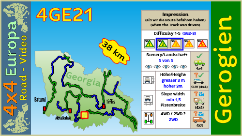 4GE21 Tourenkarte vom Offroad Traum in Georgien für den 4x4 Geländewagen