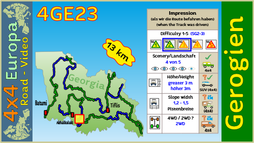 4GE21 Tourenkarte mit GPS Download Tracks in Georgien für den 4x4 Geländewagen