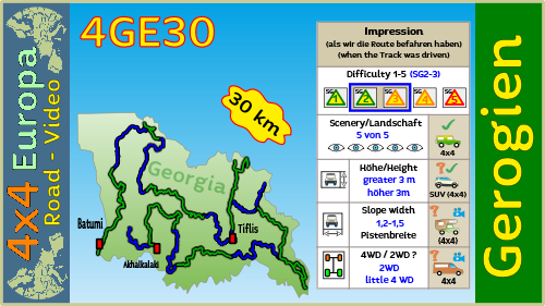 4GE30 Tourenkarte vom Chidila Pass in Georgien für den 4x4 Geländewagen