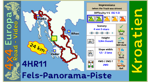 4HR11 wideo z trasą z panoramą skał w Chorwacji (YouTube)