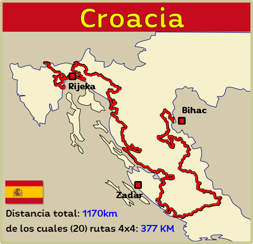 Rutas mapa de Croacia 4x4 Europa rutas todoterreno