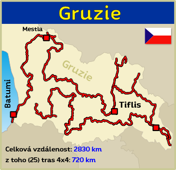 Offroadová mapa Gruzie pro offroadové trasy a sjezdovky