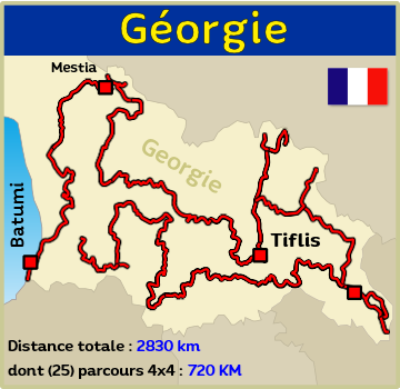 Carte des circuits tout-terrain de la Géorgie pour les itinéraires et les pistes tout-terrain