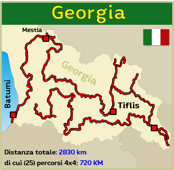 Mappa dei tour fuoristrada della Georgia per percorsi e piste fuoristrada