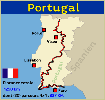 Aperçu du circuit 4x4 tout-terrain au Portugal avec rapports de voyage et exposition de photos incluant les données GPS