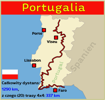 Przegląd wycieczek 4x4 offroad Portugalia z raportami z podróży i pokazem zdjęć, w tym danymi GPS