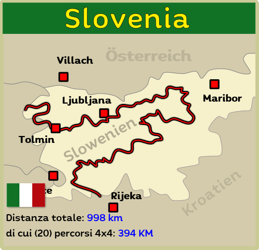 Mappa fuoristrada 4x4 della Slovenia