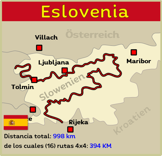 Mapa todoterreno 4x4 de Eslovenia